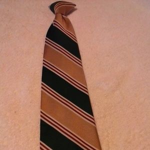 Men's Velducci Green/Tan Striped Clip On Tie